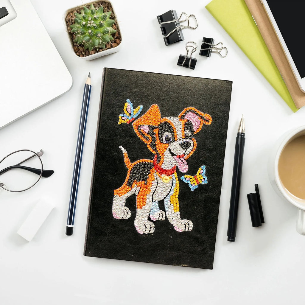 A5 black diamond painting notebook with hardcover, 50 pages, and dimensions 142x207x8mm