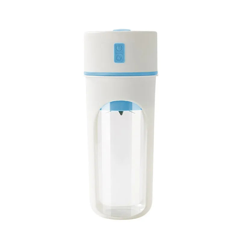 Wireless USB rechargeable electric juicer blender with 400ml capacity in blue, PC food-grade plastic liner