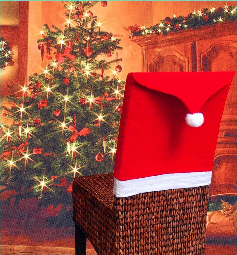 Christmas chair covers set with Santa Claus and Snowman designs for dining chairs measuring 51 by 48 centimetres