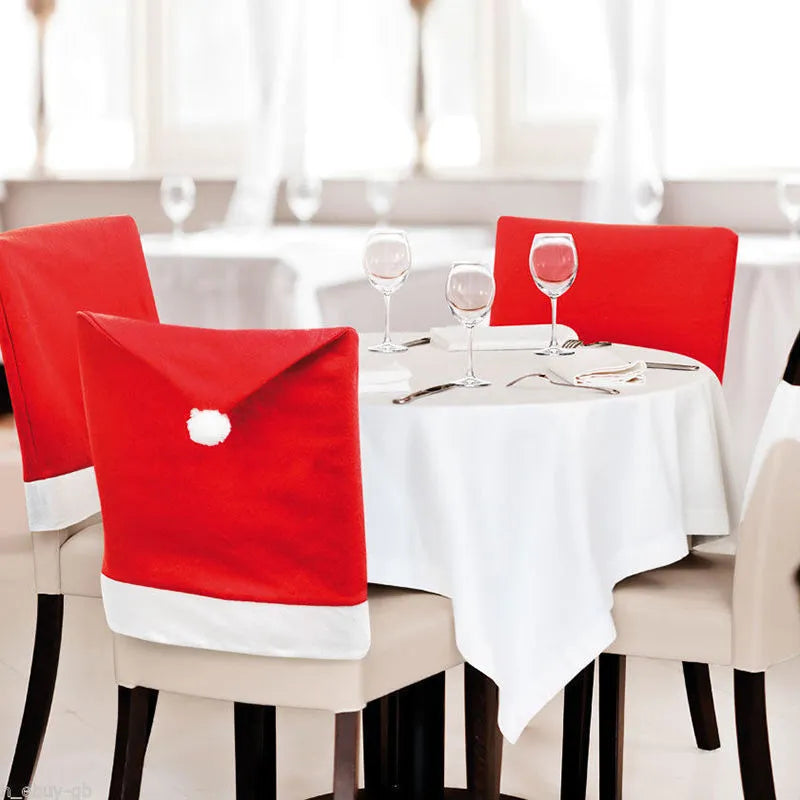 Christmas chair covers set with Santa Claus and Snowman designs for dining chairs measuring 51 by 48 centimetres