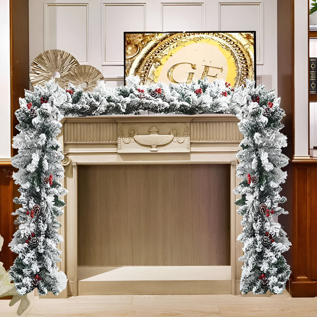 Christmas decorative rattan vine with flocking snow effect in American style design