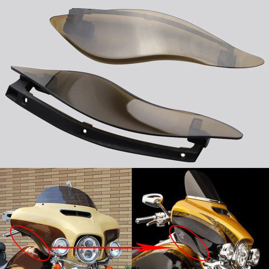 Black ABS plastic motorcycle windshield side wing for Harley Davidson trike conversion