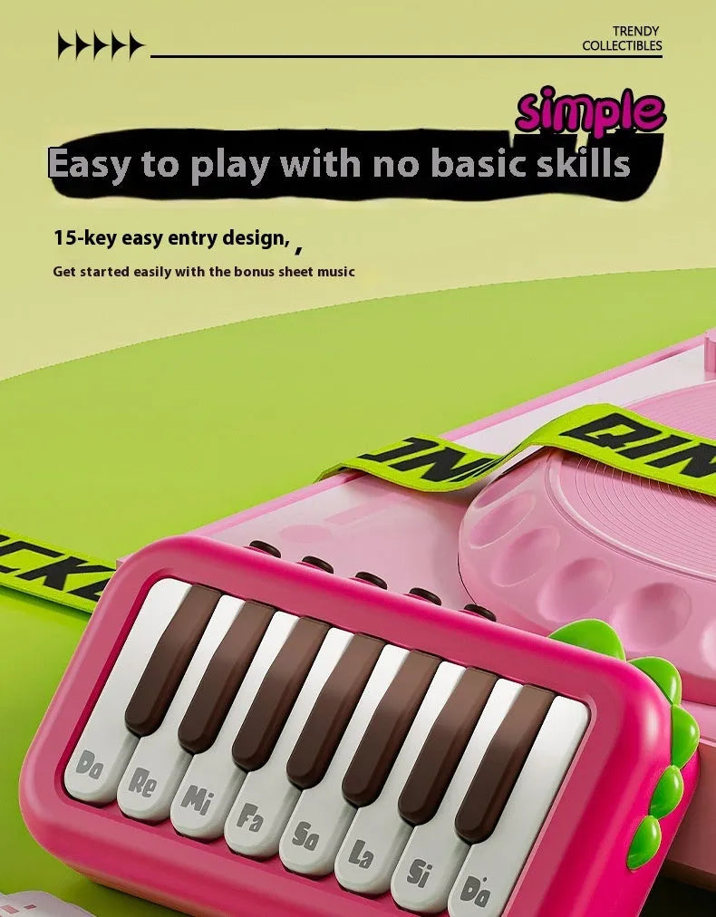 Baby pocket electronic keyboard with little piano pattern in green plastic design
