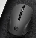 Silent wireless mouse in black colour with compact shape and smooth gliding base