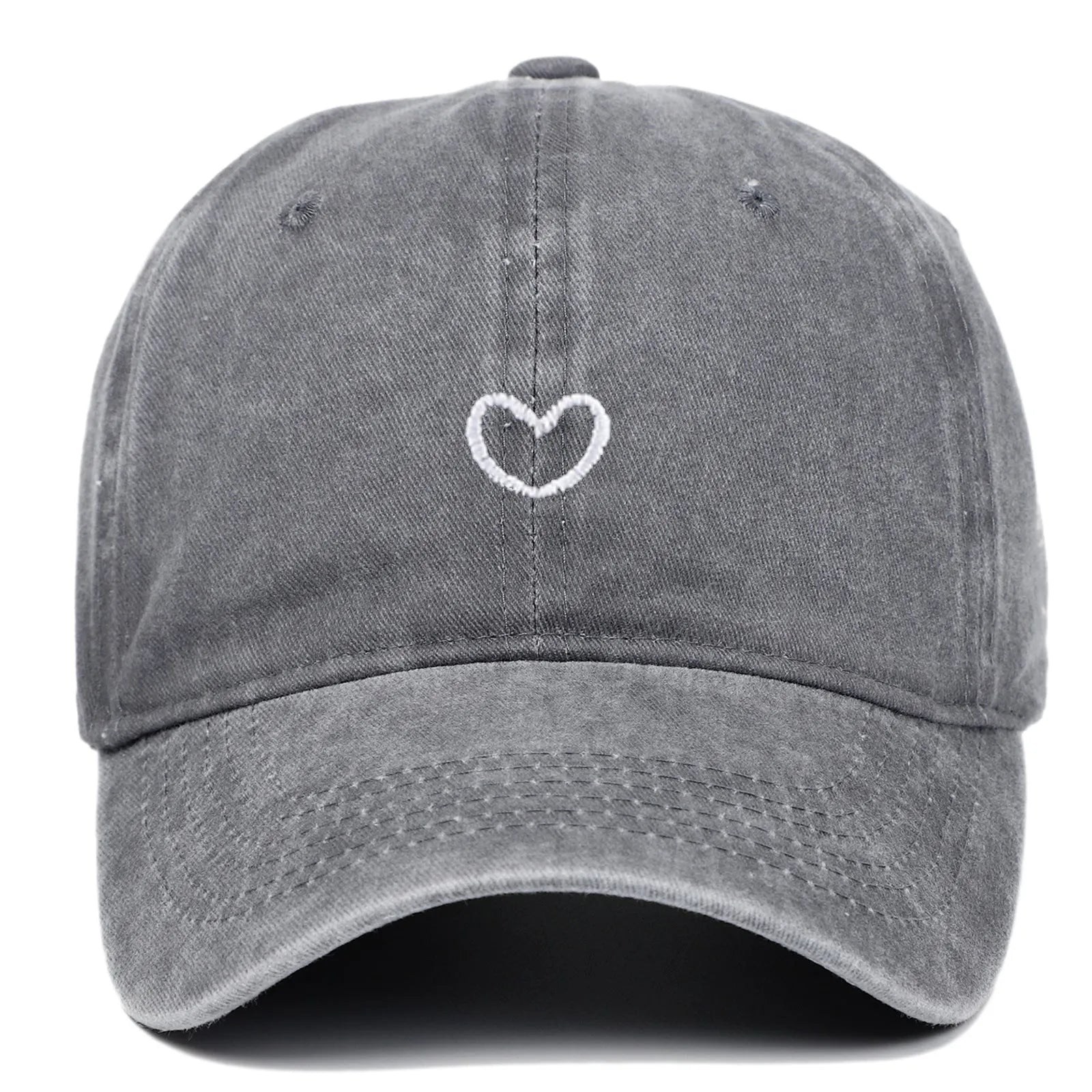 Cotton baseball cap with small love embroidery in adjustable size for sun protection