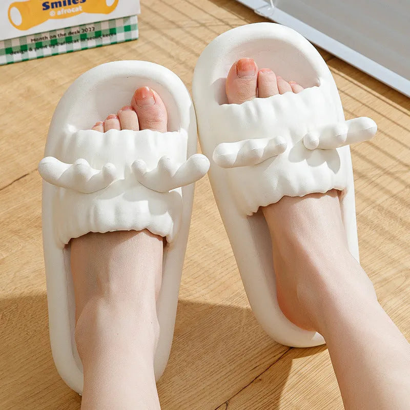 Women's deer horn design flip flop slippers in EVA foam with non-slip soles