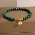 Women's white crystal bamboo bracelet with elasticated band