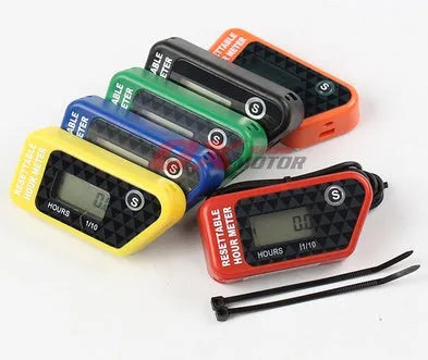 Black waterproof LCD electronic timer for engine maintenance hour tracking