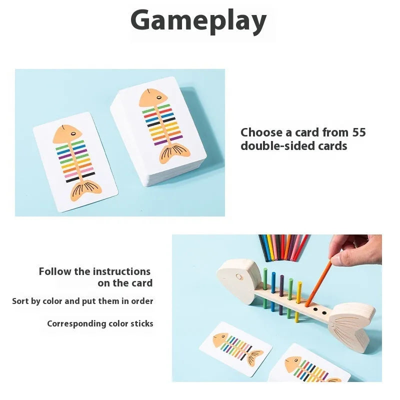 Colour cognitive pairing wooden toy with fishbone pairs design for early education