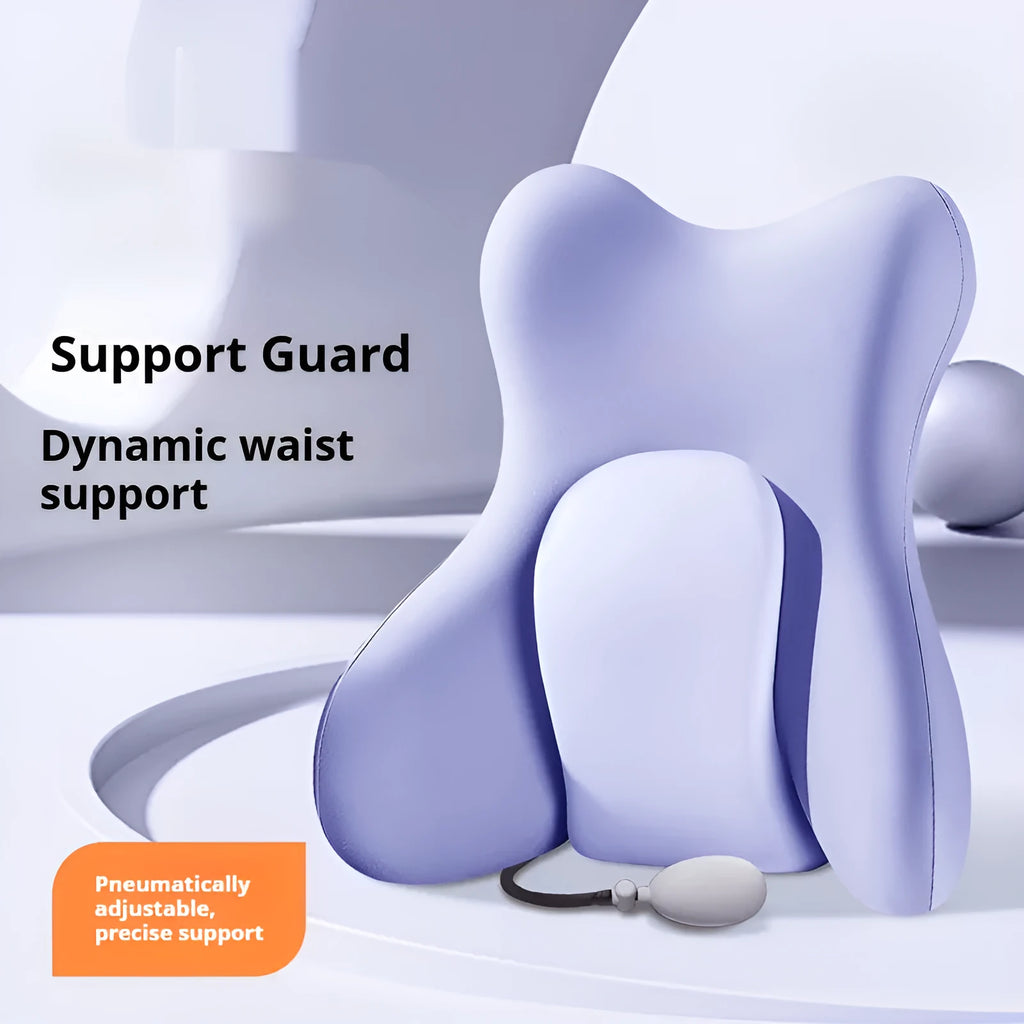 Brown ergonomic memory foam backrest waist pad with a removable cover for lumbar support.