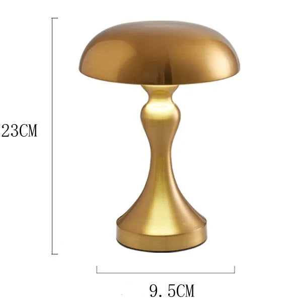 Metallic desk lamp with touch base showing three colour light settings: white, warm, and natural.