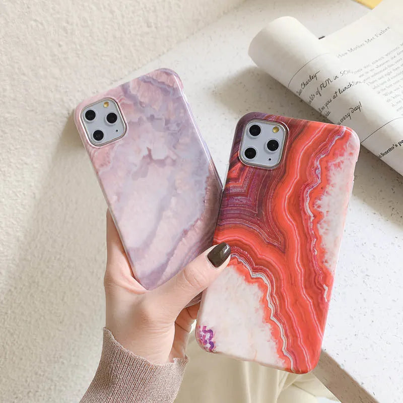 Marbled TPU soft shell phone case in purple and red for iPhone 11 Pro Max