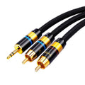 3.5mm to 2RCA computer audio cable with PVC cotton net sheath in multiple lengths
