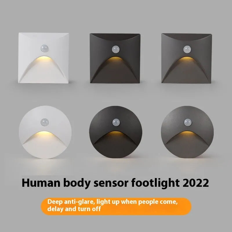 Human induction foot lamp outdoor 85x85mm aluminium shell with 3000K 4000K 6000K light options
