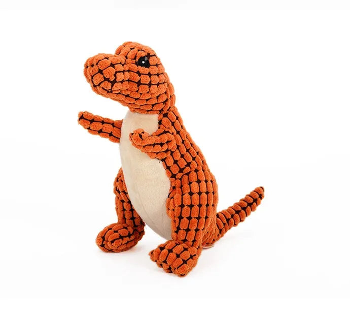 Dinosaur pet toy for large dogs with corn velvet outer, squeaker, in green colour, 25cm size