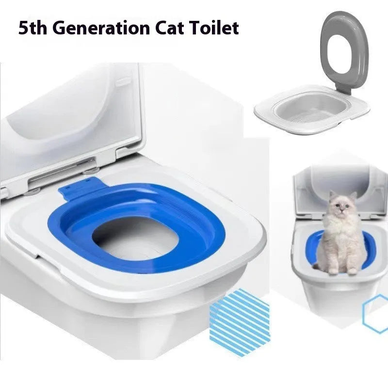 Fifth generation cat toilet training tray with integrated mat in blue, grey or green ABS plastic
