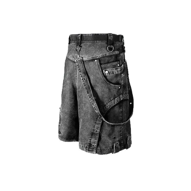 Woman wearing light blue high-waisted, loose-fit denim shorts with a washed retro finish.