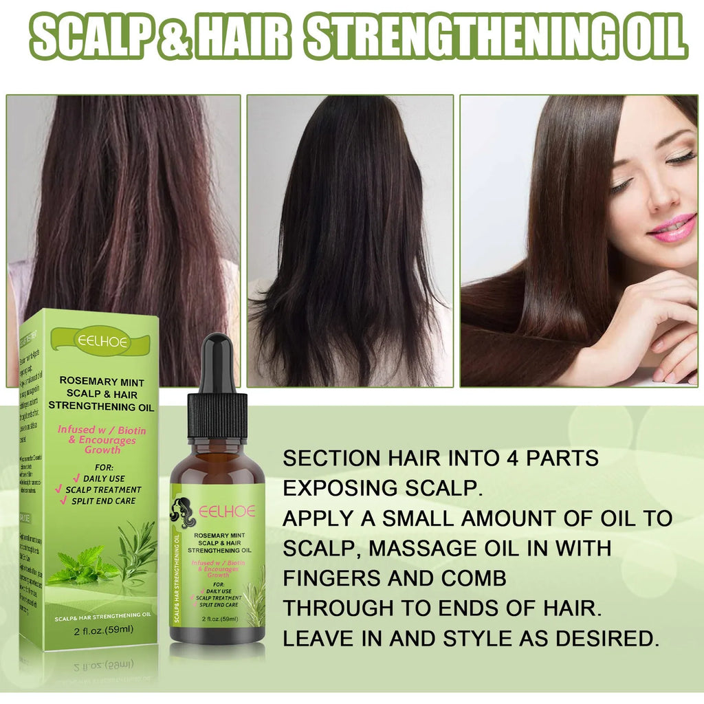59ml rosemary mint hair growth fluid bottle with natural plant extracts for scalp massage