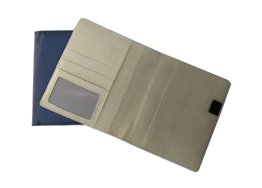 Blue car-themed notebook shell in imitation leather PU measuring 18.5cm by 15.5cm with protective PP bag
