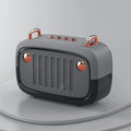 Compact portable Bluetooth subwoofer speaker in black, blue, green, grey or orange with USB port and control buttons
