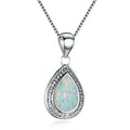 Opal fashion rhinestone zircon clavicle chain necklace in green blue white alloy geometric pendant