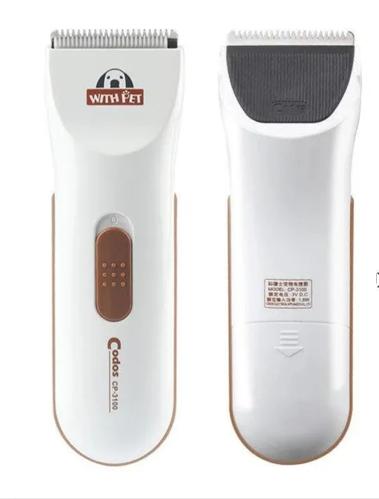 White pet hair clipper with ceramic blade for home pet grooming
