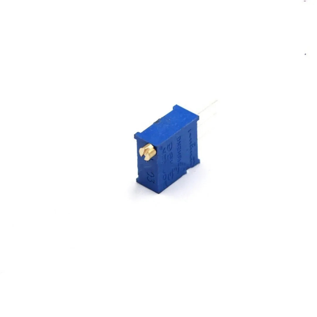 Blue multi-turn precision adjustable resistance potentiometer with 20K ohm rating for fine tuning