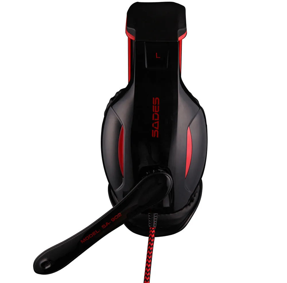 Black SADES SA902 Hero Alliance wired USB gaming headset for PC with over-ear cups and adjustable headband