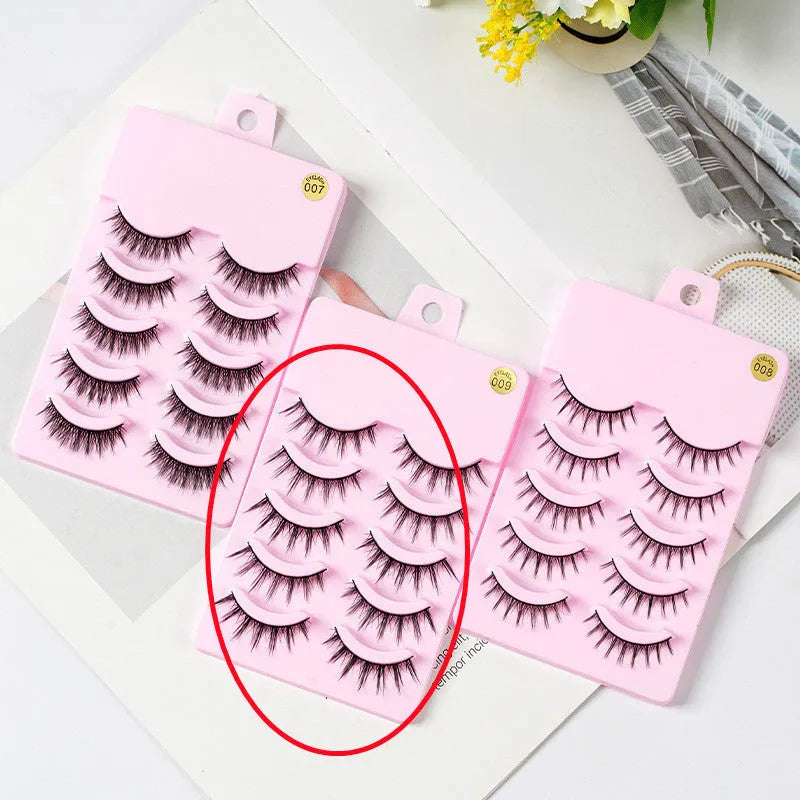 Manga false eyelashes set showing 007, 008 and 009 natural wispy styles for anime cosplay
