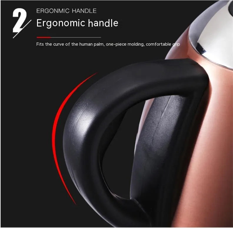 Gold automatic stainless steel kettle with touch control panel and 1.0L capacity marking