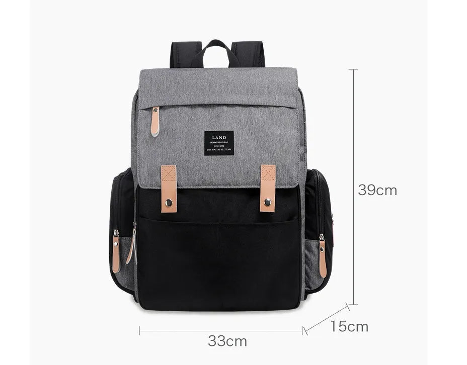 LAND Mommy large oxford cloth diaper backpack with changing mat in multiple colour options