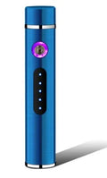 Metal USB electronic cigarette lighter in cylindrical design with USB charging cable, 8.4cm long
