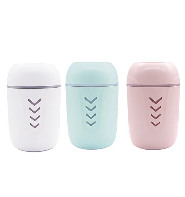 Blue columnar portable USB humidifier with 200ml tank for car and travel use
