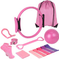 Pilates roller 13-piece set in pink and purple colours, made from PP material for muscle recovery exercises
