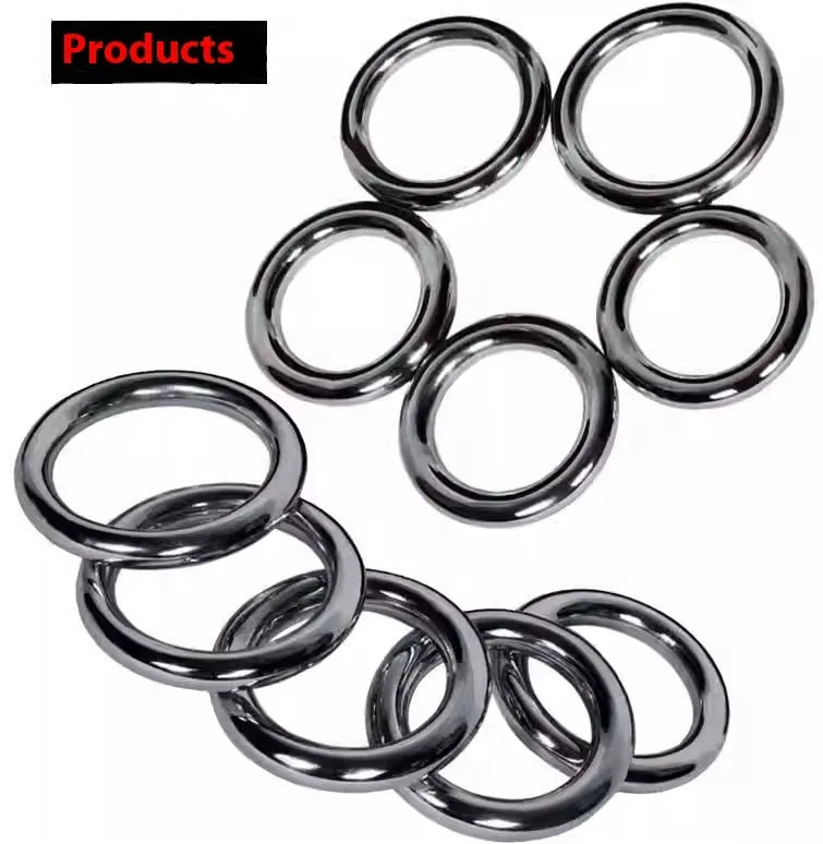 Wing Chun carbon steel training ring with electroplated finish, shown in small, medium, and large sizes.