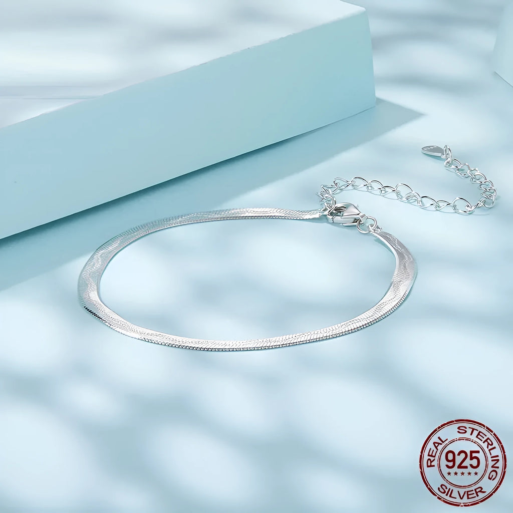 S925 sterling silver bracelet unisex SCB303 colour electroplated finish on plain background