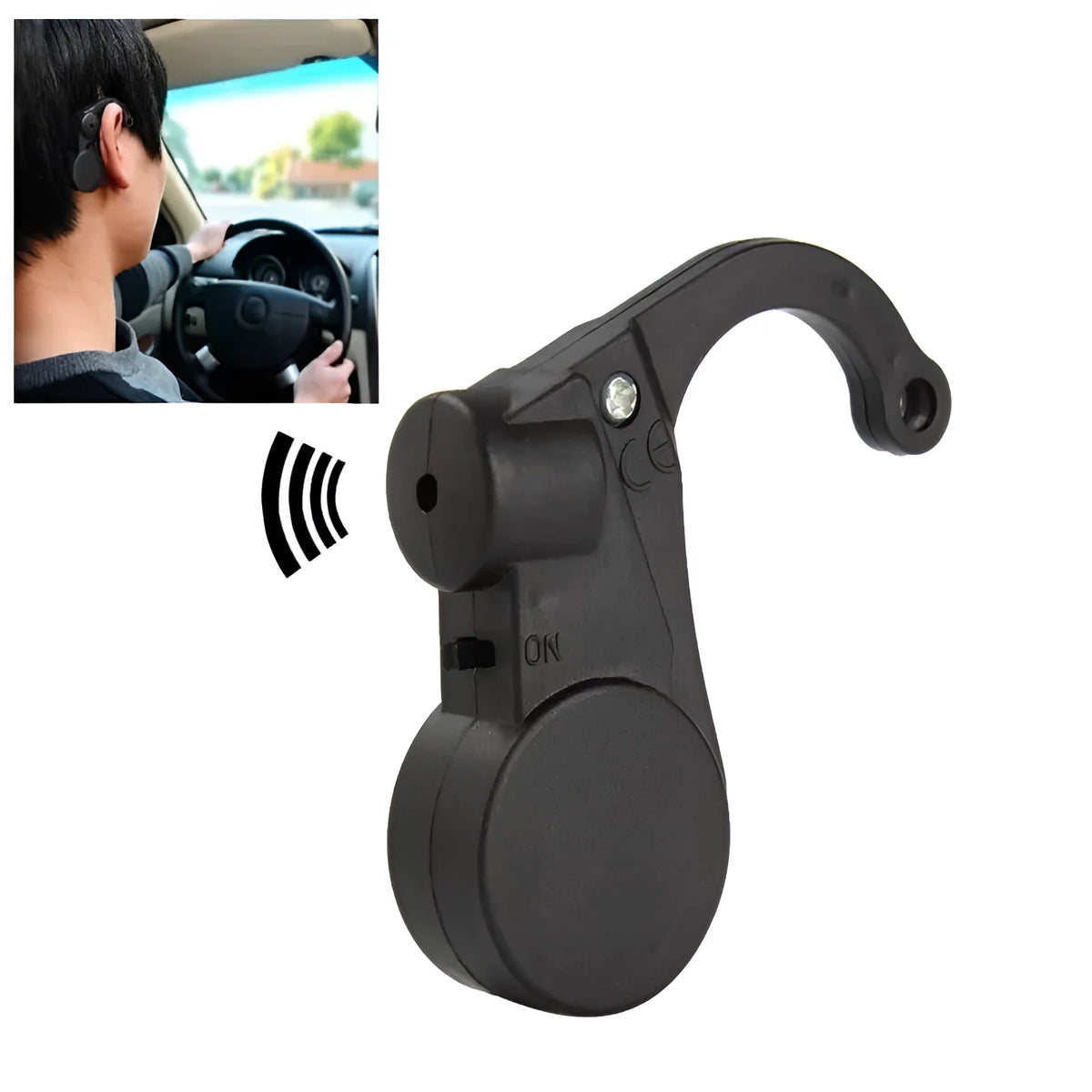 Black plastic sleepy reminder and sitting position alarm for driver drowsiness and student posture alert