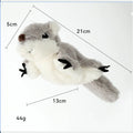 Gray squirrel cat kicker toy with flapping wings and USB charging port