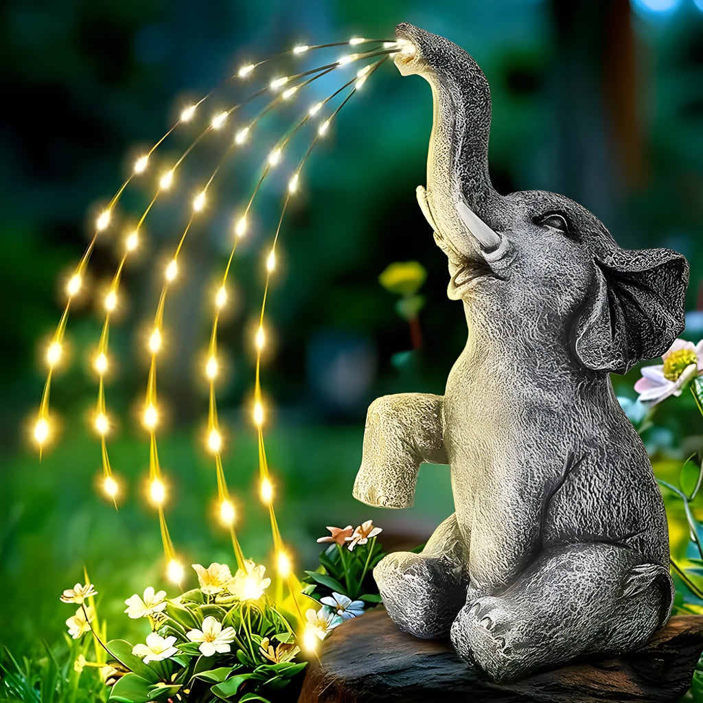 Elephant outdoor garden sculpture with LED lighting in resin construction