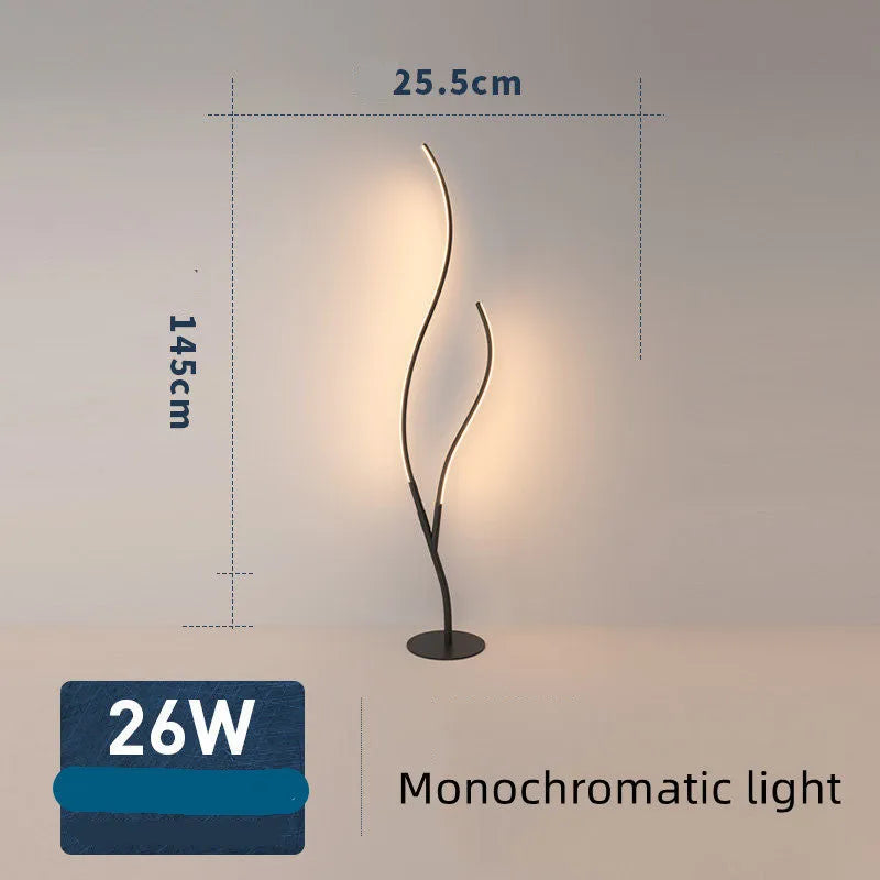 Twig-style LED floor lamp with silicone shade and aluminium alloy body, D1900 x H1400 mm, black or white