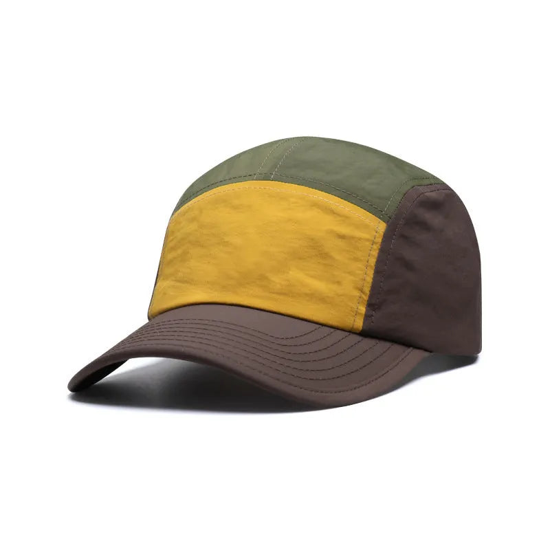 Men's quick-drying cotton-polyester baseball cap with curved brim in khaki colour