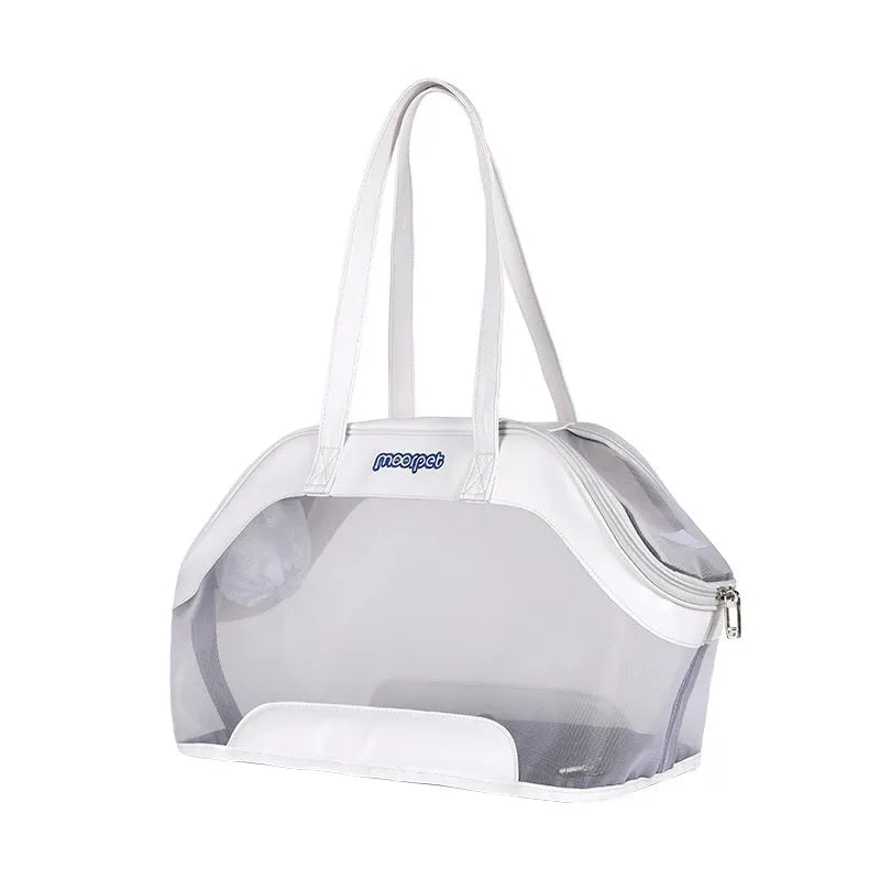 Moorpet leather cat outing carry bag in solid colour with 25L capacity.