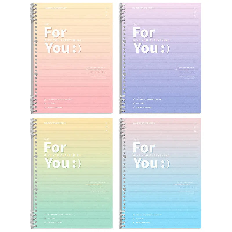 Removable coil gradient notebook with PP cover in green, blue, pink, or purple colour options