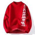 Men's loose-fit grey knitted pullover with a ribbed hemline, showing front view.