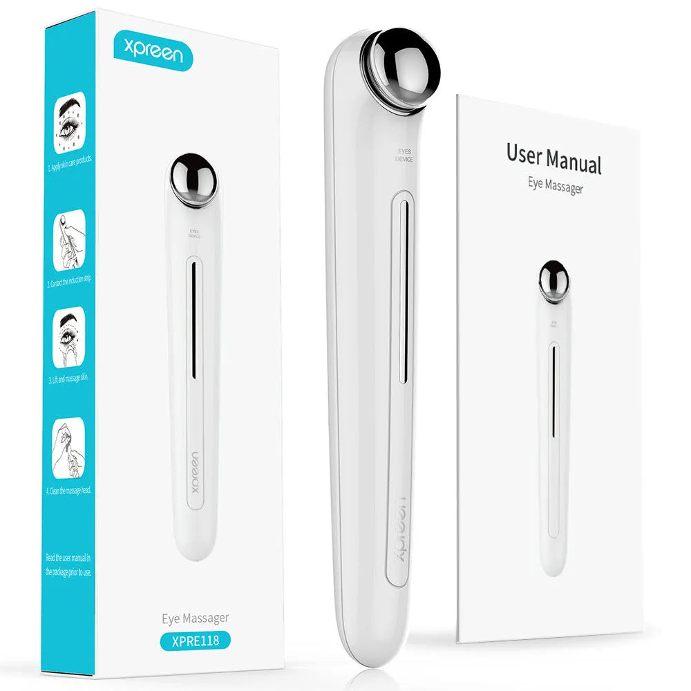 White portable eye massager, 148 * 24.5 * 23mm, induction strip, hand-held eye cream aid