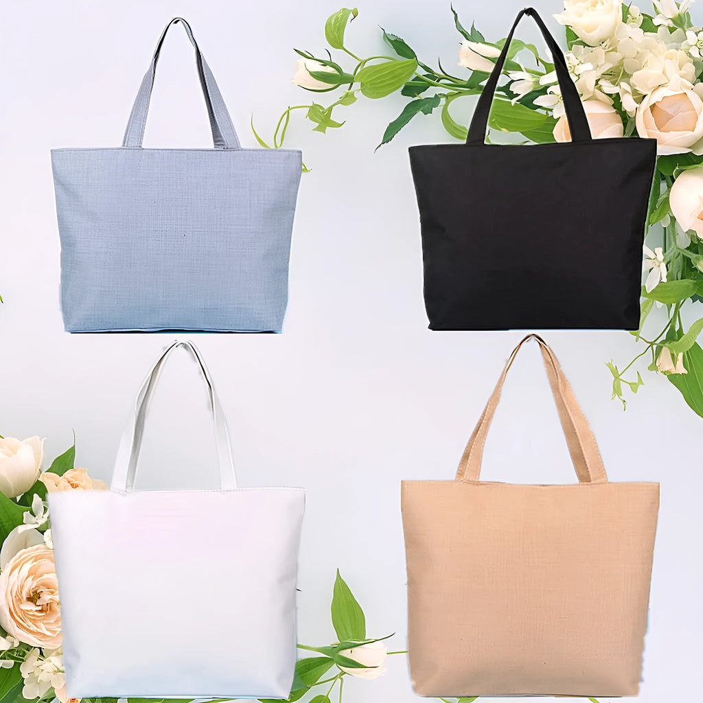 Green print canvas shoulder bag tote for women with zipper closure on white background