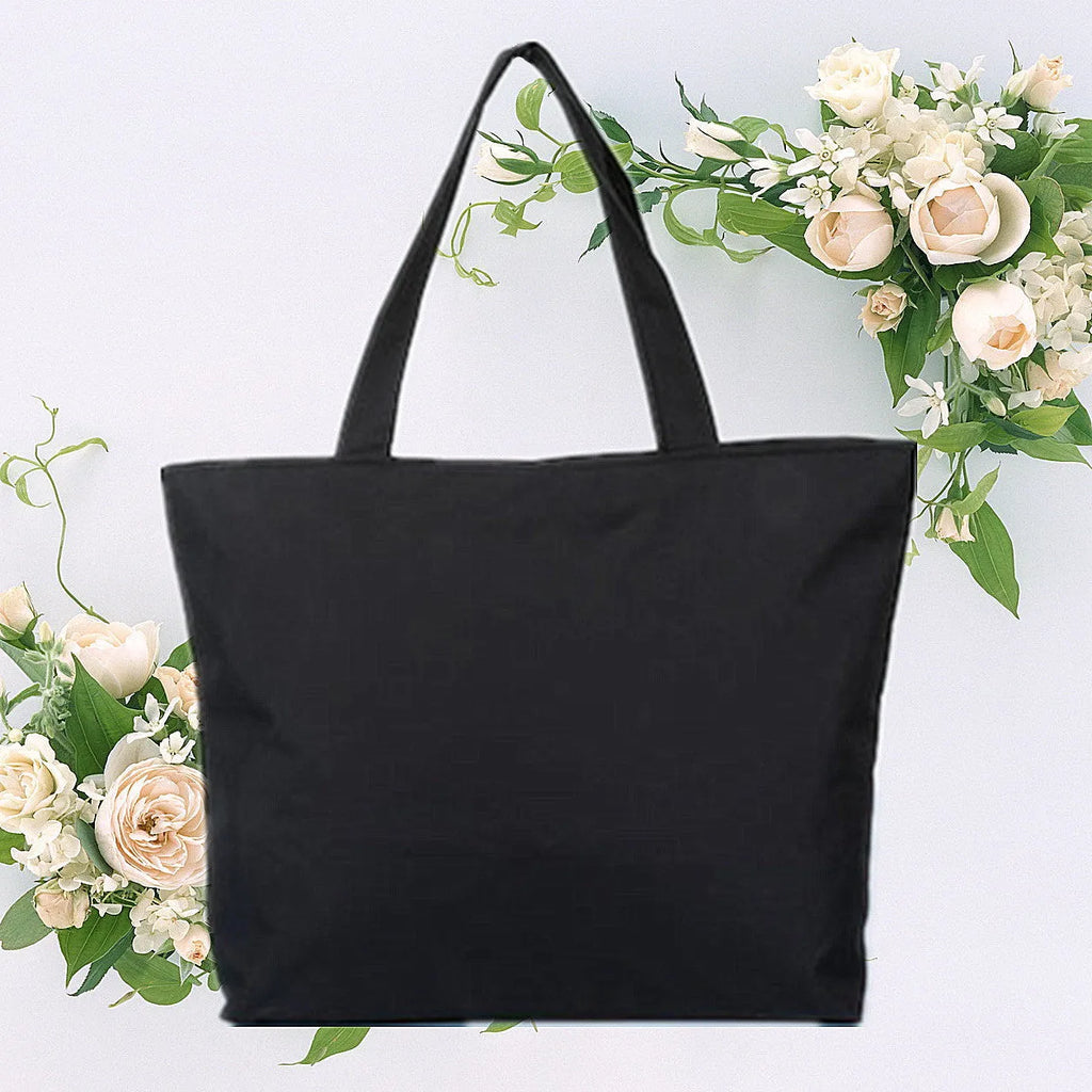 Green print canvas shoulder bag tote for women with zipper closure on white background