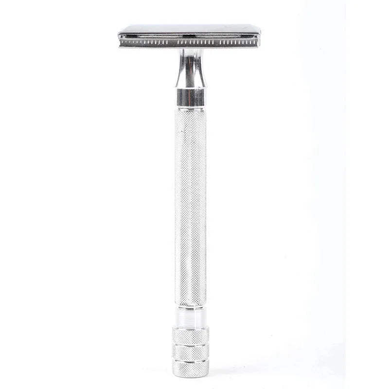 Traditional manual pogonotomy scraper with brush in black or silver metal finish