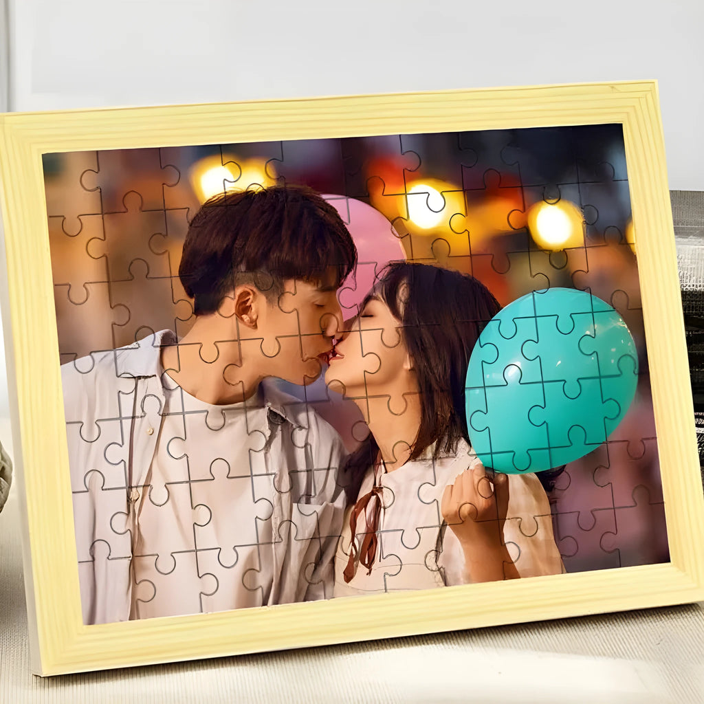 Wooden photo frame jigsaw puzzle activity with 70 to 500 pieces and mounting or puzzle tiandigai options