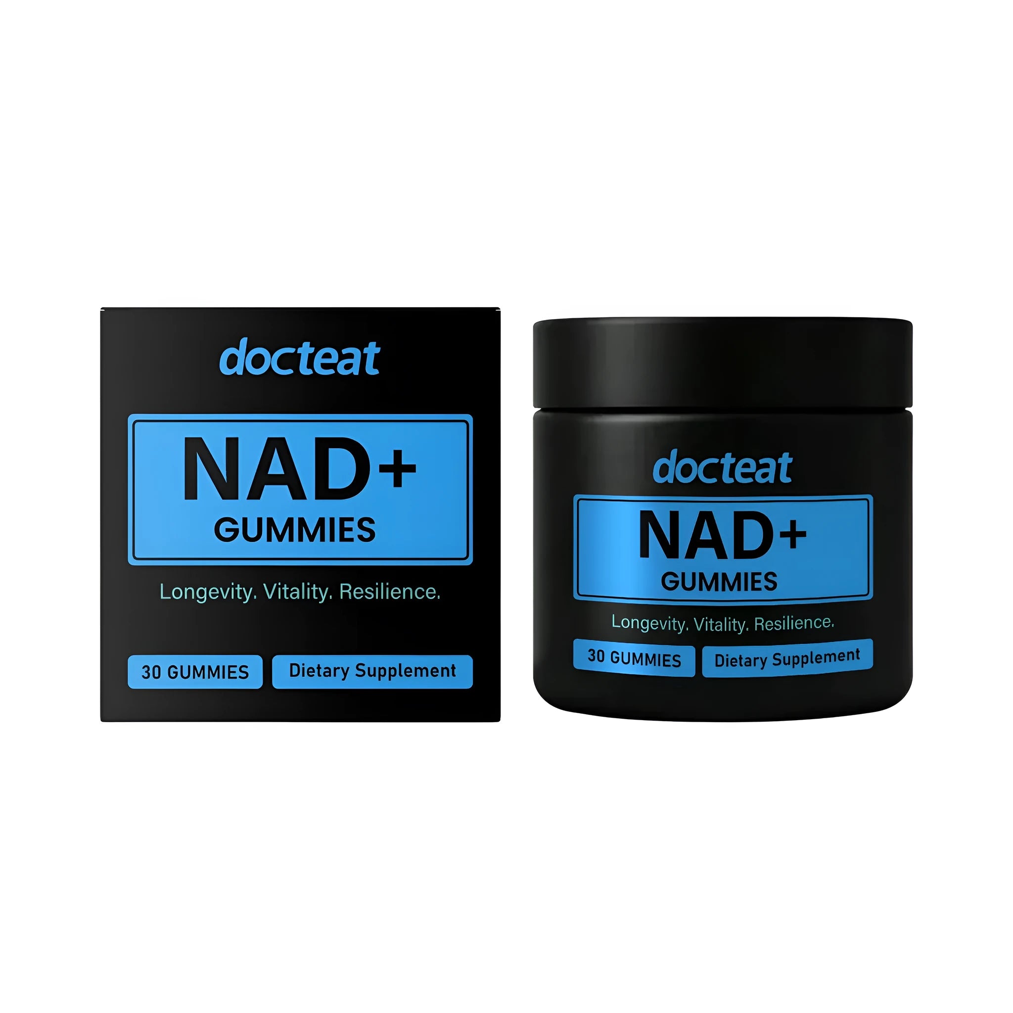 Soft candy green superfood gummies with NAD+ and nicotinamide nucleoside supplement in 30-count packaging